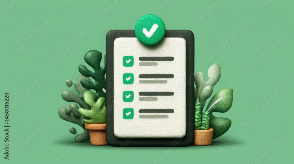 Poster checklist with a green tick mark representing daily trader productivity tracker for efficient sessio