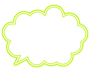 シンプルなカラー線の吹き出し　丸みのある雲形