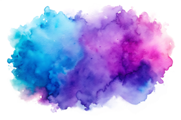 purple blue colored watercolor spot isolated on white background PNG