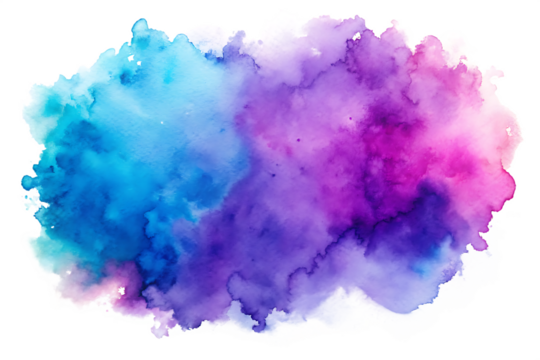 purple blue colored watercolor spot isolated on white background PNG
