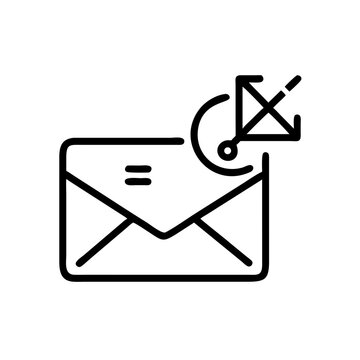 Line icon: closed envelope, "no entry"/error symbol above, white background. Use for email error, undeliverable mail, or communication problem sites.