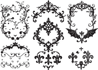 A set of elements, symbols, ornaments, mandalas. Hand drawn vector illustration	