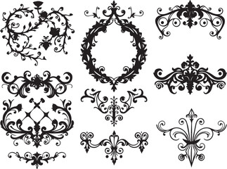 A set of elements, symbols, ornaments, mandalas. Hand drawn vector illustration	