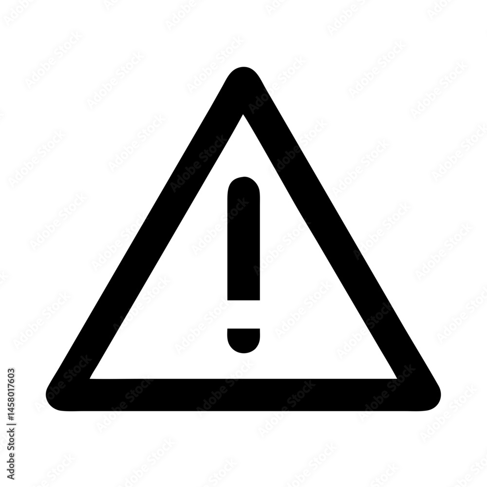 Poster black line icon of warning triangle with exclamation mark inside. use for ui alerts, safety notices,