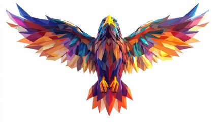 Obraz premium Colorful geometric eagle in flight