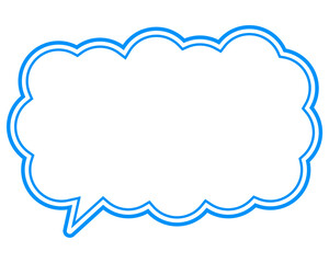 シンプルなカラー線の吹き出し　細長い雲形