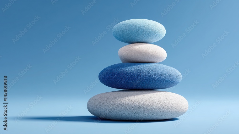 Aufkleber a harmonious stack of stones symbolizing inertia and wealth carried by momentum in a natural setting