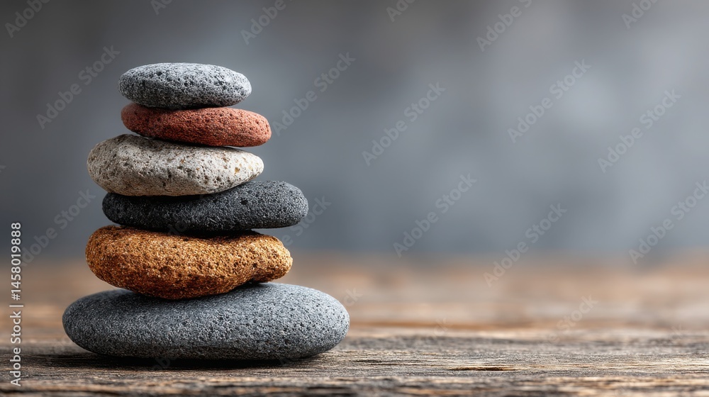 Aufkleber a towering stack of rocks signifying inertia and wealth carried by momentum in a natural environment