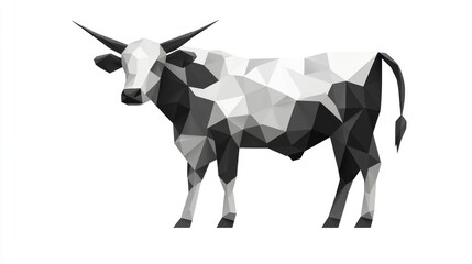 Obraz premium Geometric ox illustration, black and white