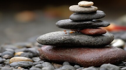 A stack of rocks symbolizing informed calmness and awareness with a concept of inner peace and tranquility in nature