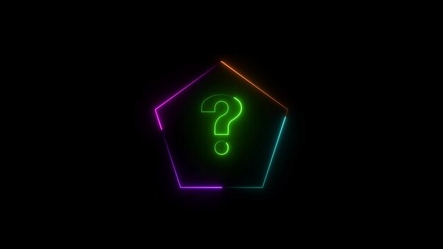 Glowing question mark in geometric frame.
