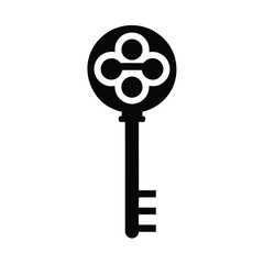 Obraz premium Ancient Key Stencil Icon Vector Illustration