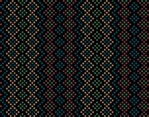 geometric carpet. hand drawn square pixels. vector seamless pattern. folk decorative art. reach color repetitive background. fabric swatch. wrapping paper. design template for textile, linen