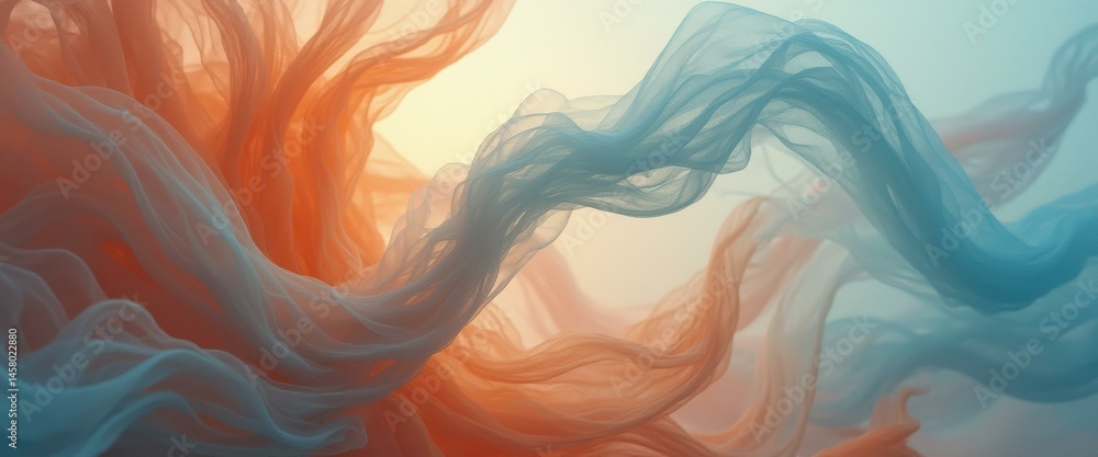 Aufkleber flowing orange and blue fabric creates an elegant and dreamy abstract design that appears airy and l