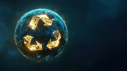 Conceptual rendering of Earth with recycle symbol glowing, symbolizing sustainability
