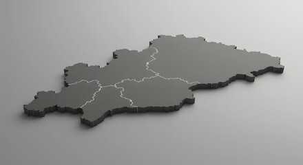 Obraz premium 3D Map Illustration on Grey Background