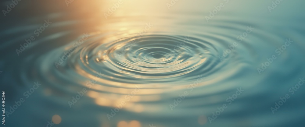 Poster elegant water ripple texture with soft golden light - a serene and minimalist close-up