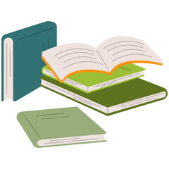Pile Of Books. Isolated pile books collection for school or library concept vector illustration.