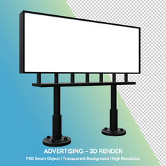 3D Render of Advertising Billboard with Blank Space