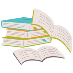 Pile Of Books. Isolated pile books collection for school or library concept vector illustration.