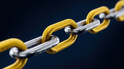 Fototapeta premium A linked chain representing interconnection in multi-blockchain investing and the evolution of digital financial assets