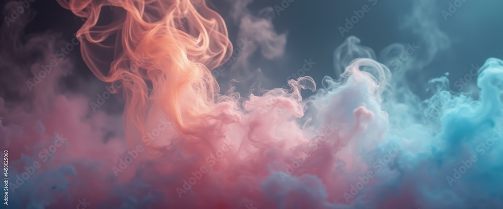 Poster iridescent wisps of rose and azure dance against a muted background, creating a dreamlike atmosphere