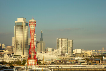 夕方の神戸ハーバーランドの風景
