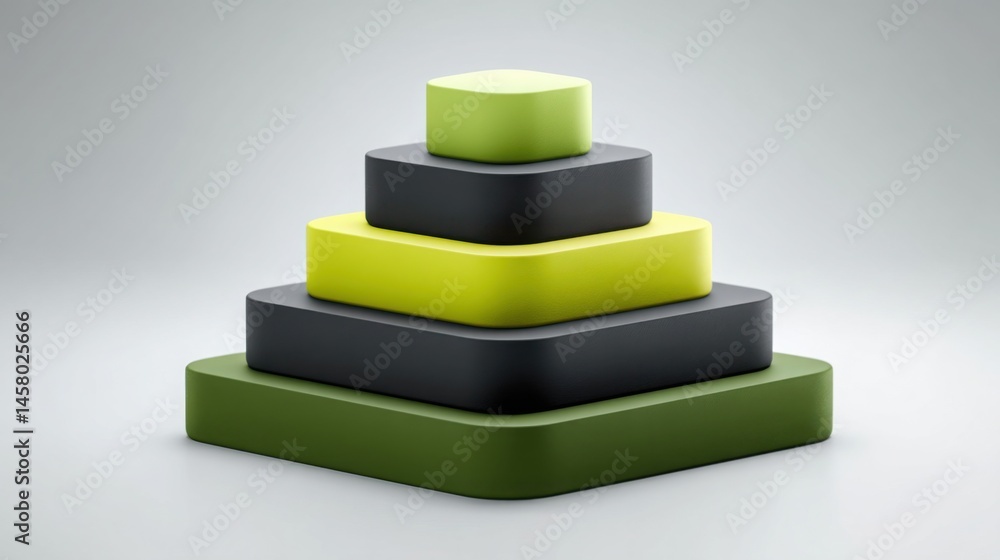 Poster stack of three blocks representing an investment account hierarchy structure in a clear and organize