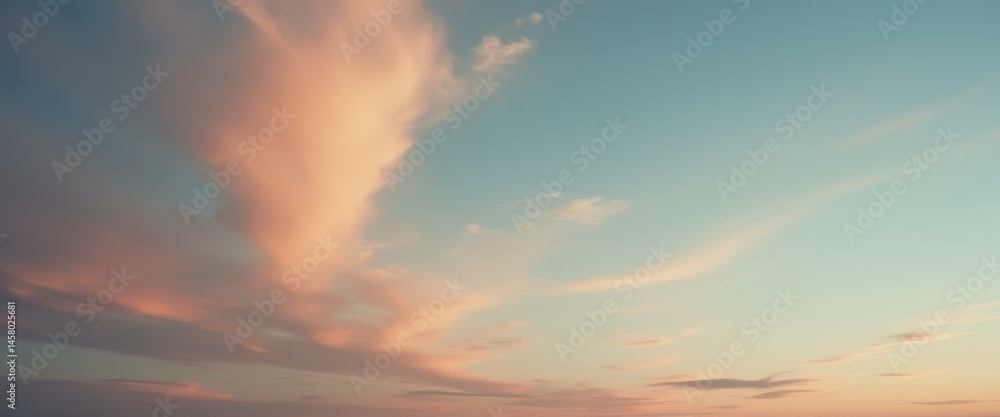 Leinwandbilder sky painted with colors of sunset featuring soft clouds and gradients, creating serene and dreamy ba