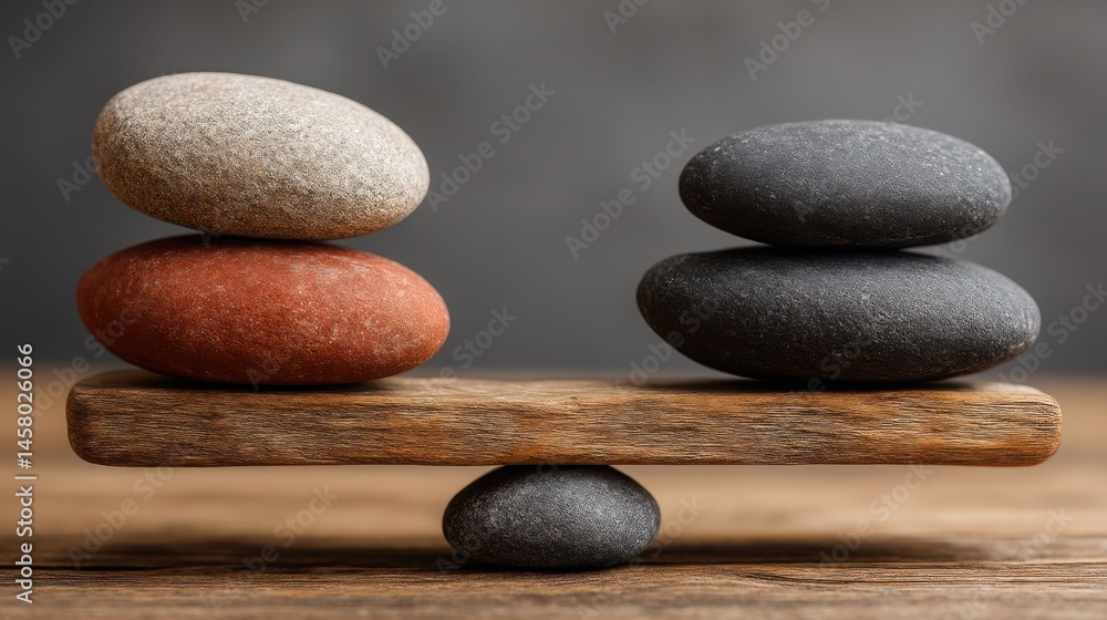Poster balanced stone stack representing investment strategy and financial stability for a secure future an