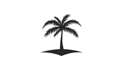 Simple Palm Tree Silhouette on White Background