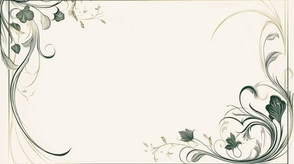 Beige background with green and gold floral corner designs and a gold frame. Perfect for invitations, stationery, or elegant website backgrounds.