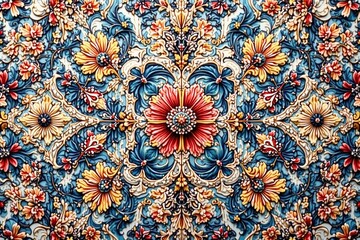 Intricate floral elements create a delicate and ornate continuous pattern for various applications , ornate, floral pattern, delicate pattern