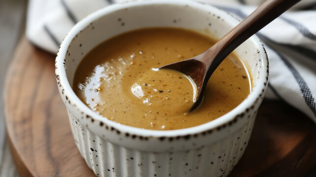 A creamy, rich sauce made with coconut milk, curry paste (red, green, or yellow), garlic, ginger, and spices like cumin and turmeric. 