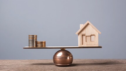 House next to a stack of coins representing clear investment ratios for building a balanced and secure portfolio