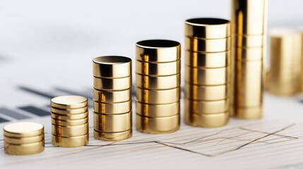 Gold bar chart representing the concept of investment story refinement emphasizing vision over volume in financial analysis