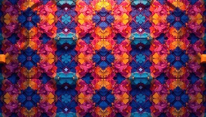 Geometric shapes forming intricate repeating motif, grid, digital, shape