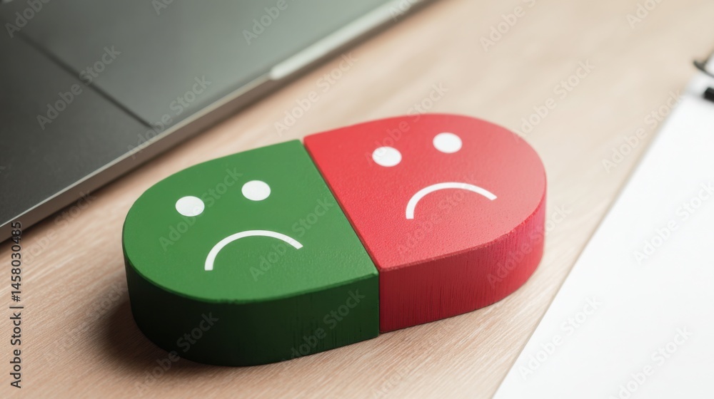 Aufkleber laptop displaying investor confidence index with a sad face representing diminished optimism and mar