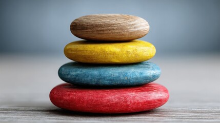 A stack of colorful rocks illustrating a layered decision-making approach and multi-step strategy in realistic context
