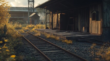 Obraz premium Abandoned railway station at dawn