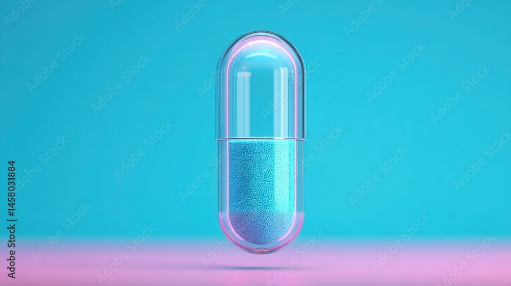 Poster conceptual icon of a capsule representing liquidity and capital mobility in a compact and accessible