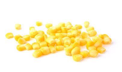 Heap sweet corn seeds isolated on white background