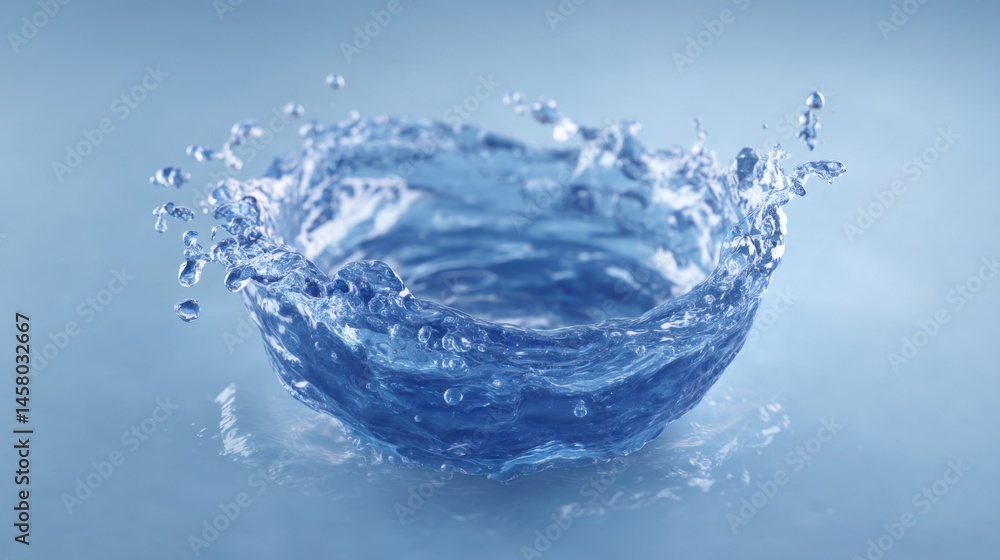 Poster water splashing on blue surface representing liquid asset visualizer icon concept for dynamic capita