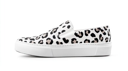 Leopard print slip-on sneakers with white sole