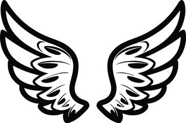 Obraz premium Wing badges. Eagle wings set, retro insignias, winged signs for aviation business emblems tattoos labels 