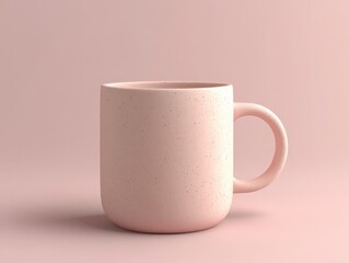 Simple pink ceramic mug against a matching light pink backdrop