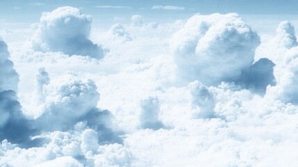 Naklejka premium Ethereal Landscape of Fluffy Clouds Against a Soft Blue Sky A Dreamlike Aerial Perspective