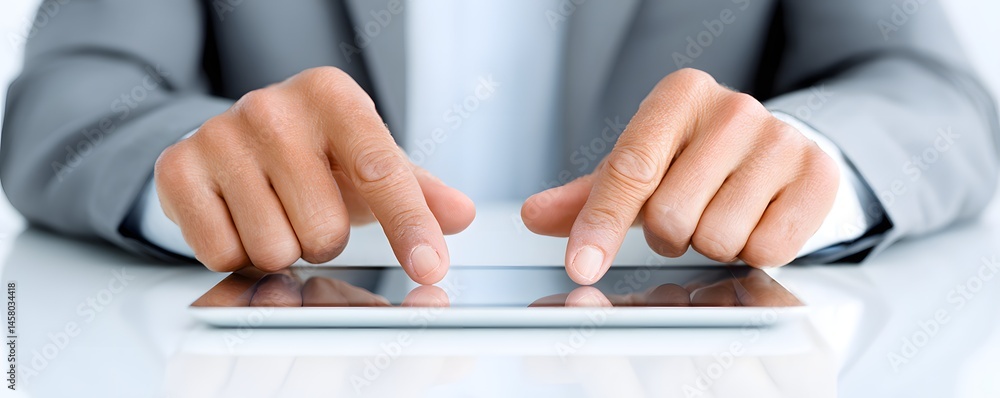 Poster a professional advisor gesturing towards a financial graph on a digital tablet, emphasizing expertis