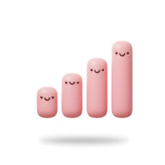 Cute Cartoon Chart Illustrating Growth and Progress Upward Trend, Positive Development, Happy Characters