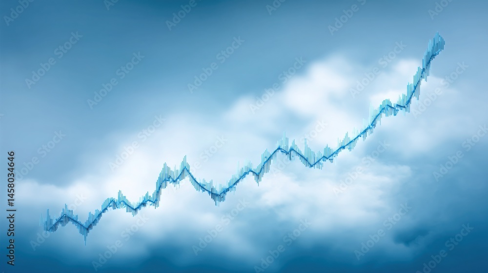 Poster graph displayed on cloud symbolizing macrostill concept of calm macroeconomic visuals for enhanced d